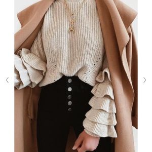 Lulus Spectacular Style Beige Flounce Sleeve